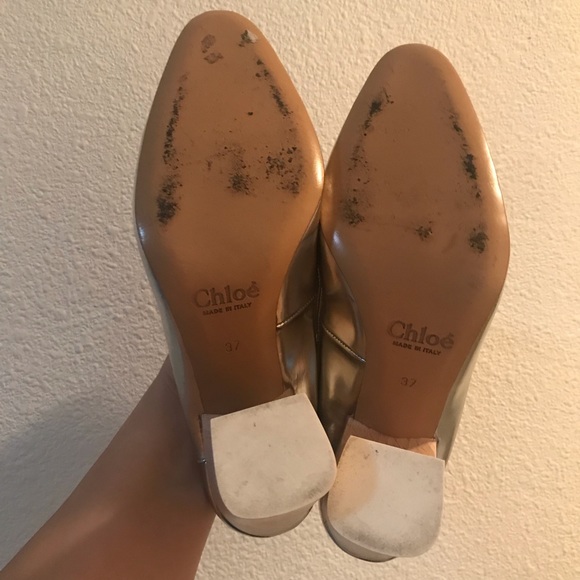 CHLOE leather slingback metallic pumps - Picture 7 of 9